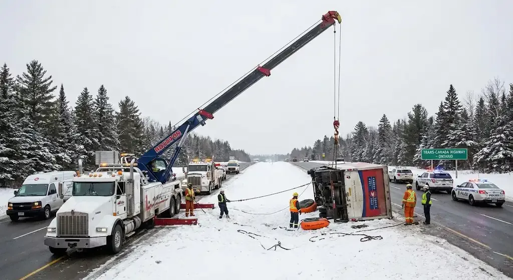 Abbotsford truck towing on highway corridor